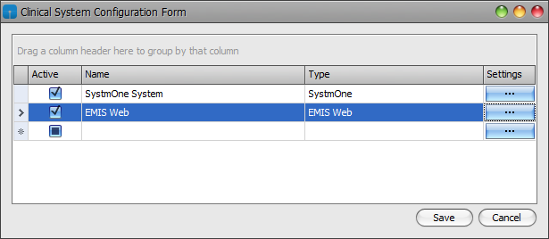 Clinical System Configuration Form