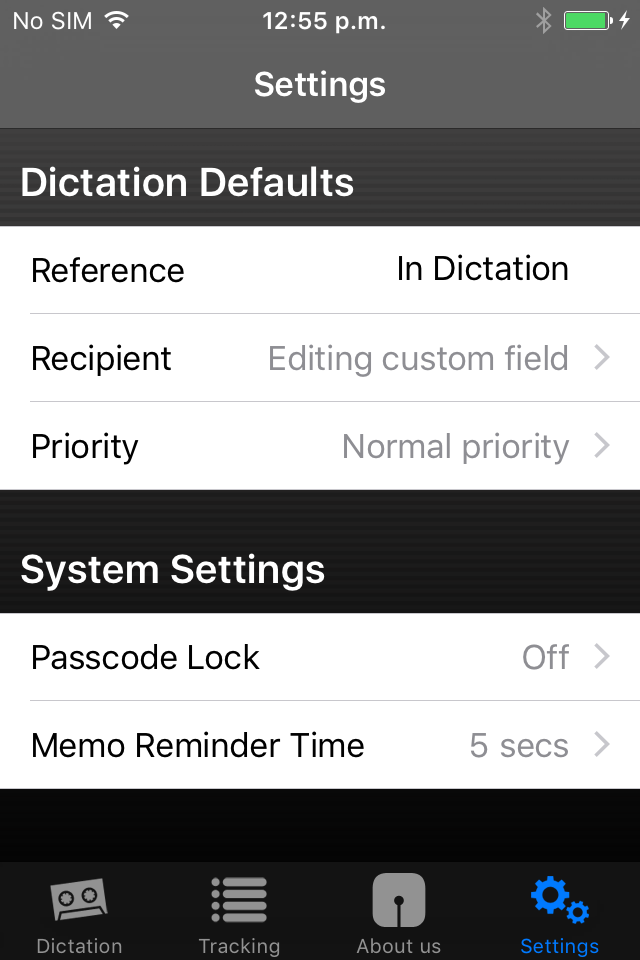 Lexacom Mobile Settings